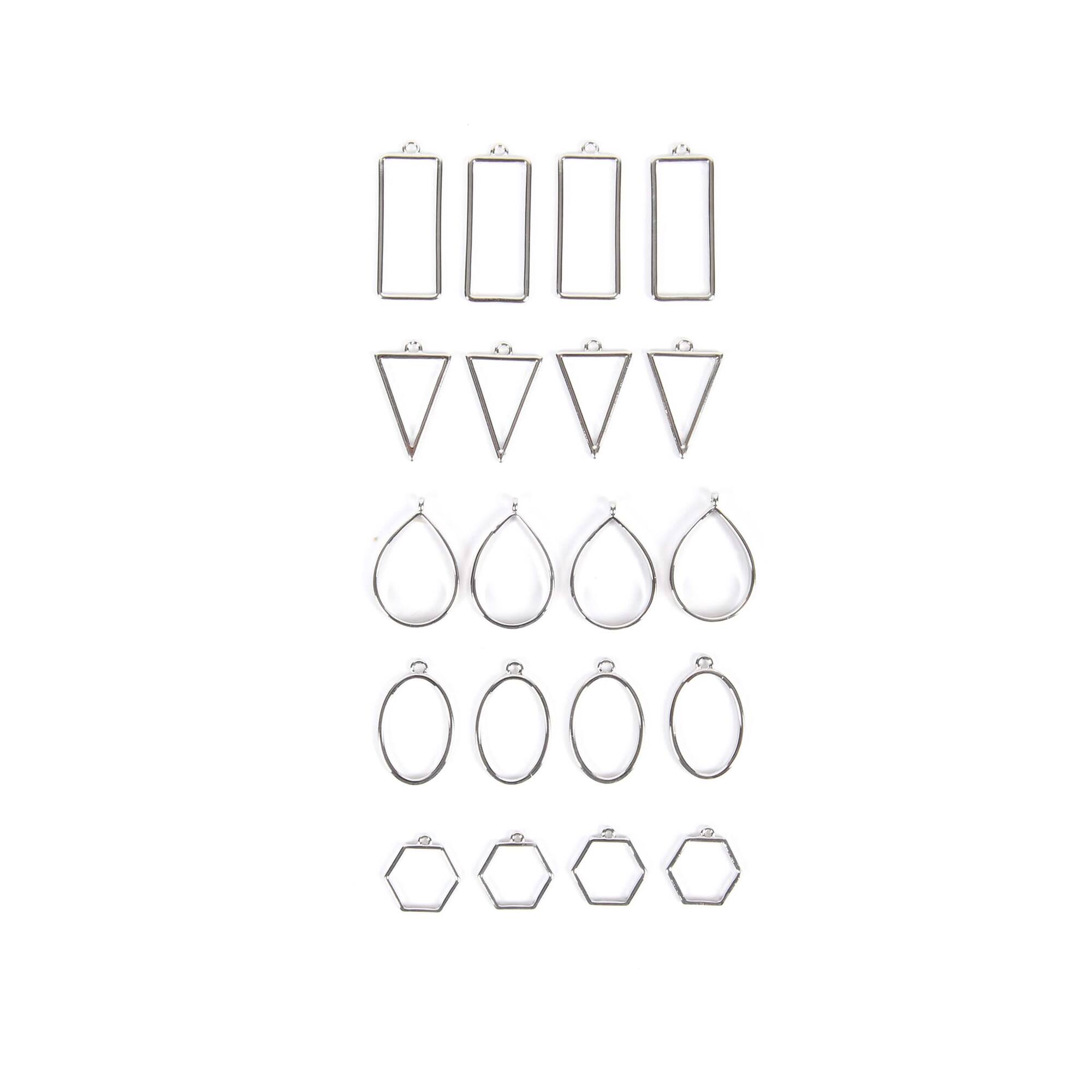 Blue Moon Studio™ UV Resin Craft Silver Simple Shapes Fillable Metal Charm Set
